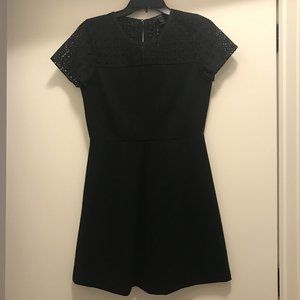 J.Crew Black Midi A-Line Lace Top Dress